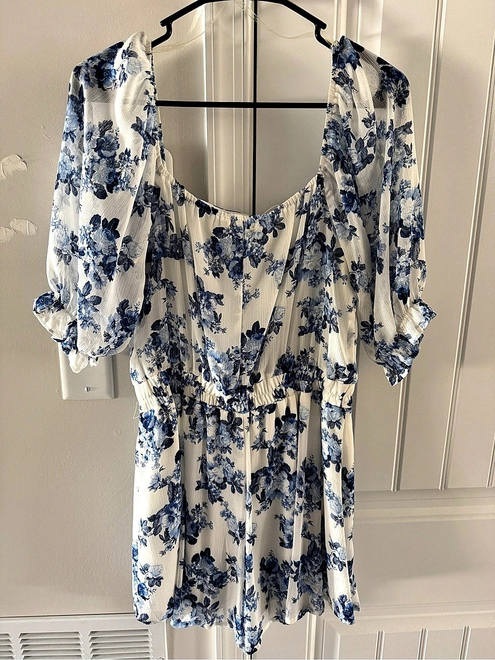 Blue & White Floral Romper